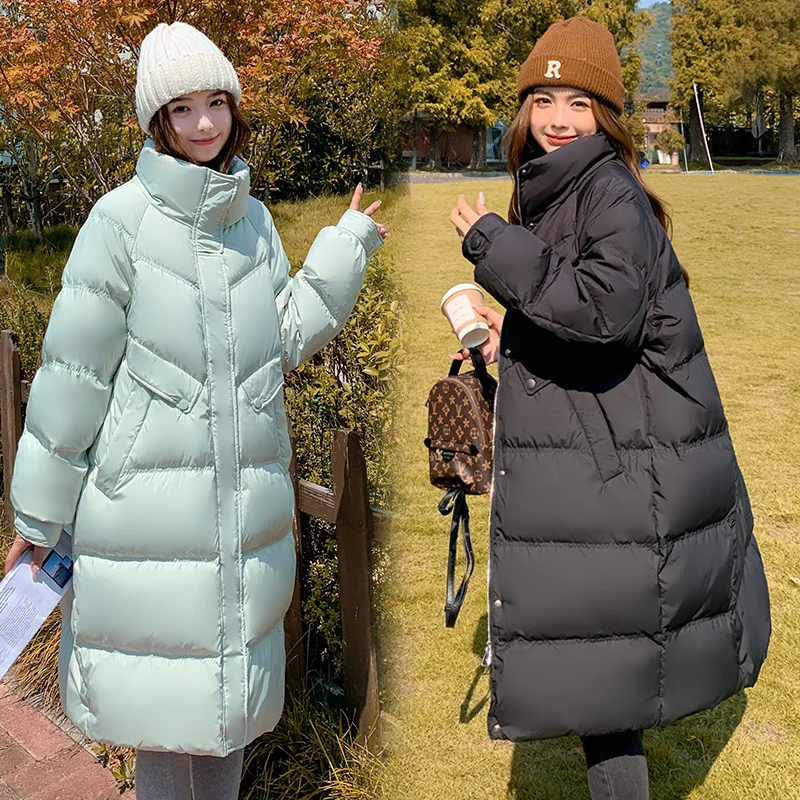 Thickened Down Jacket Women Winter Stand Collar Coat Jackets 2022 Plus Long Loose Fat Girl Cold-resistant Purple Warm Overcoat