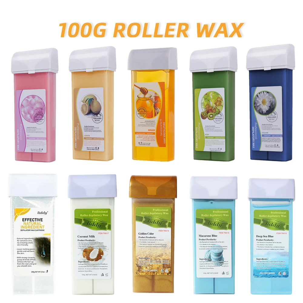 100g Hair Removal Wax Cartridge Honey Hot Depilatory Transparent Wax Cream Natural Body Hair Remover Heating Roller Wax