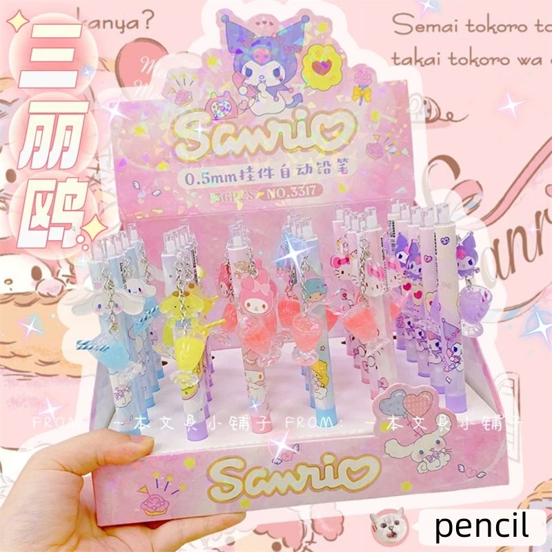 

36 шт. мультяшный подвесной автоматический карандаш Sanrio, милый автоматический карандаш для студентов, канцелярские принадлежности для письма, карандаш без заточки