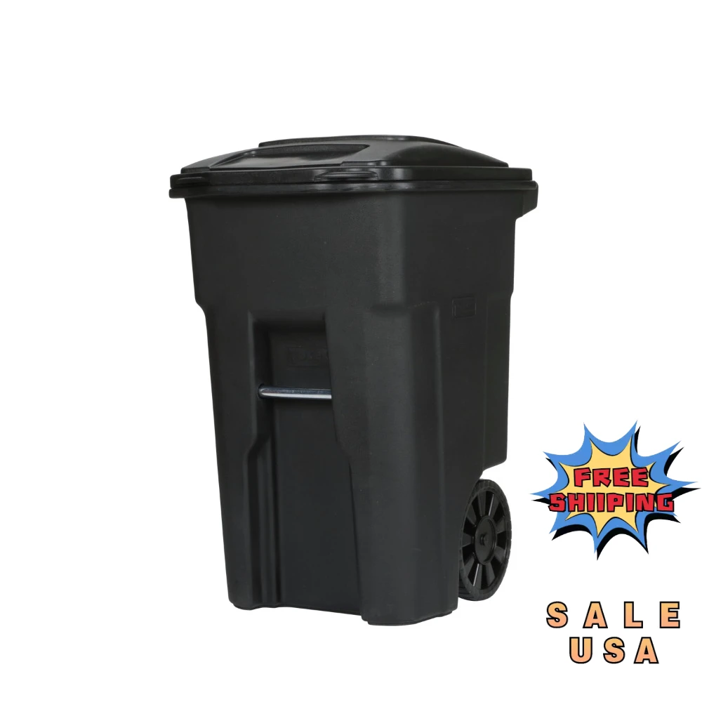 

Waste Bins 48-gallon Black Garbage Can with Wheels and Lid Household Cleaning Tools Trash Cans