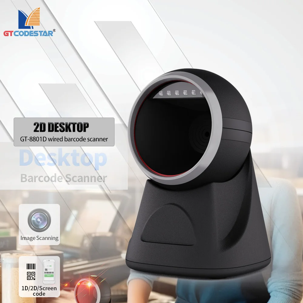 Фото GTCODESTAR GT-8801D Всенаправленная платформа изображений USB Qr-считыватель проводной настольный 1D 2D сканер штрих-кода Считыватель штрих-кода №1