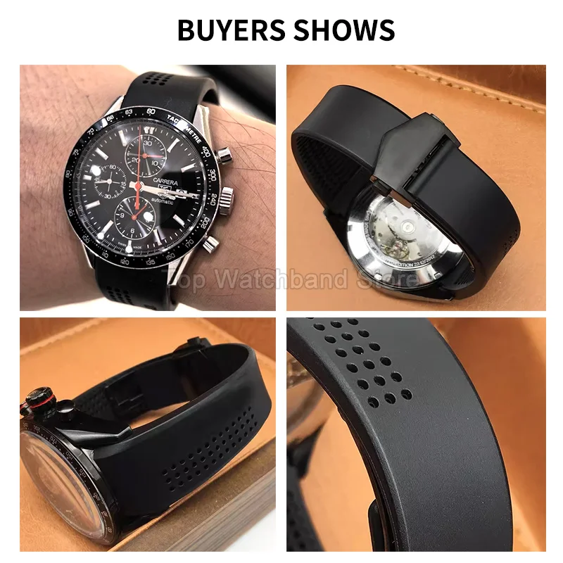 Фото Прочный браслет для часов 20-22 мм с изогнутым концом для TAG Heuer Aquaracer Carrera, гибкий, водонепроницаемый, с перфорированными вентиляционными отверстиями. №3