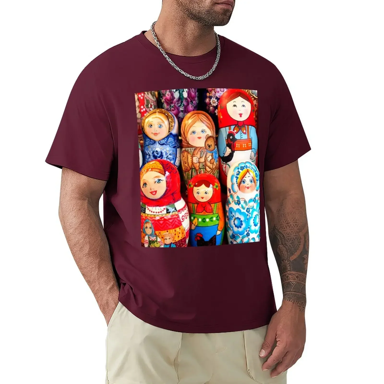 Футболка Matrioska блузка летние топы футболки оверсайз для мужчин унисекс с