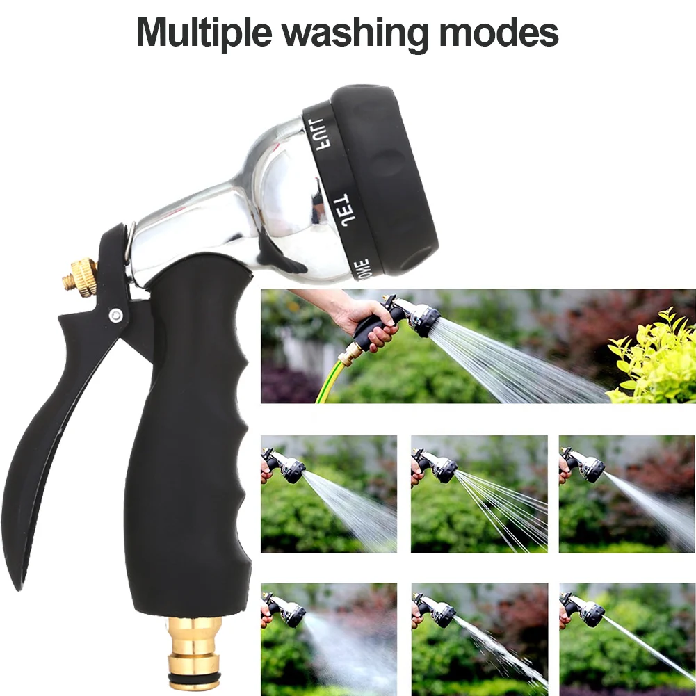 

Metal Nozzle High Pressure Watering Irrigation Tool Rust Prevention with Rubber Handle for Car Garden Lawn Wash for Cleaning