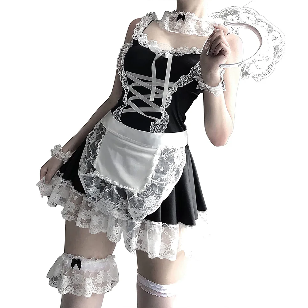 

Japanese Anime Cosplay Lingerie Maid Dresses Halloween Maid Outfit Women Sweet Classic Lolita Apron Maid Dress Costume
