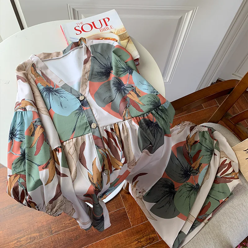 Fat Girl Summer Pajamas New Cotton Silk Air-conditioning Clothes Female Large Size Korean Long Pants Two-piece Home Wear Suits