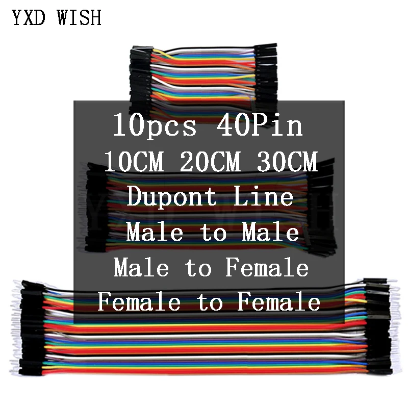 

10pcs 40PIN Cable Dupont Line 10cm 20cm 30cm Male to Male Female to Female Male to FeMale Jumper Dupont Wire Cable Diy Kit