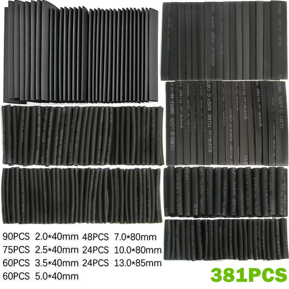 Набор термоусадочных трубок для обмотки проводов черного цвета 381 шт. |