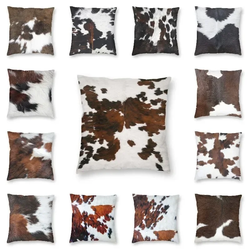

Faux Fur Modern Cowhide Texture Pillowcover Decoration Animal Hide Pattern Skin Leather Cushion Cover Throw Pillow Printing