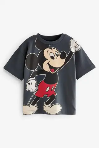 Повседневная черная футболка с коротким рукавом, футболки с принтом Микки Мауса, топы с круглым вырезом, Детская летняя одежда унисекс, детский брендовый костюм Disney