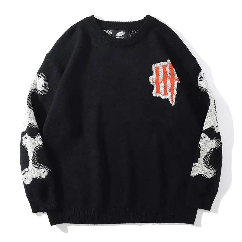 

Fashion Skeleton Knit Streetwear Crew-neck Hoodie Jumper