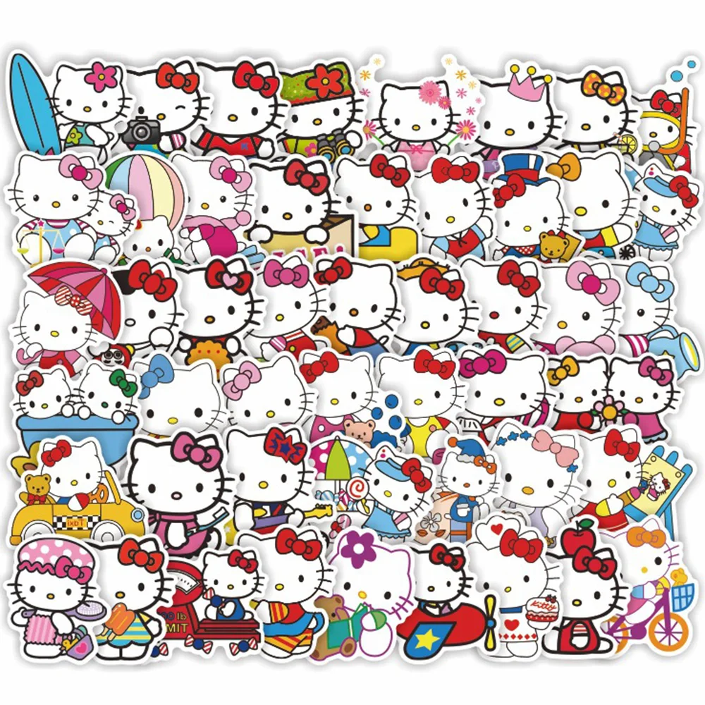 

100pcs Cute Hello Kitty Cartoon Stickers Aesthetic Waterproof Decals Graffiti Laptop Phone Kawaii Stickers for Kids Girls