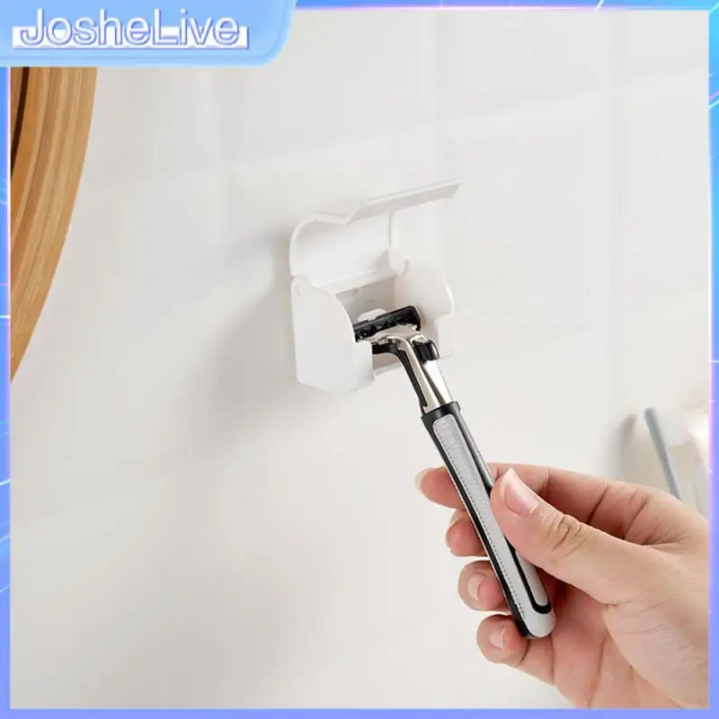 

Приклеенный фиксированный держатель для лезвий щетки, экономия пространства, пыленепроницаемый защитный чехол, Мужская полка для бритья и ...