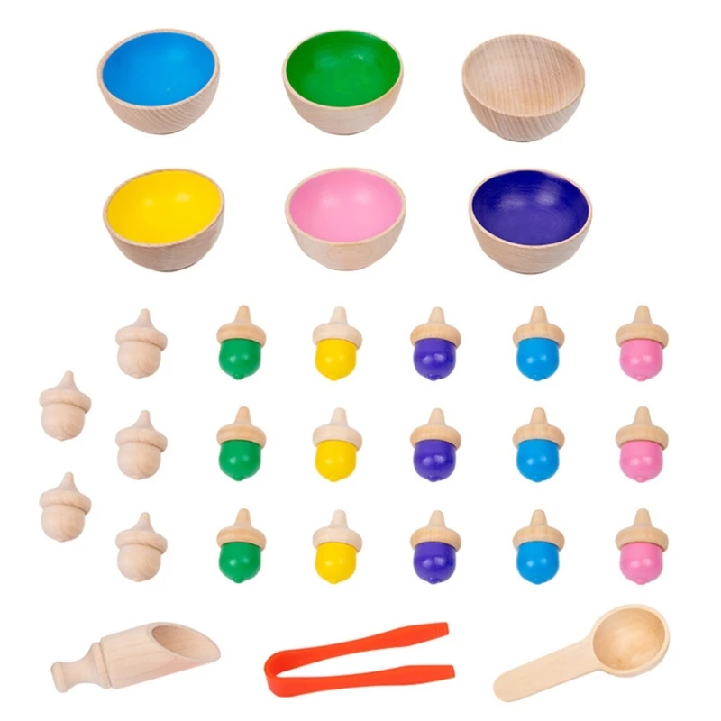 

Montessoris Color Sorting Game For Toddler Rainbows Ball and Cups Bead Count Toy