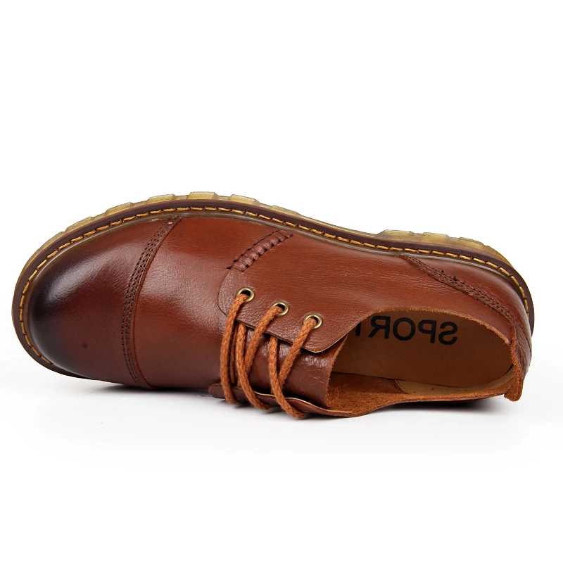 POLALI Men Leather Shoes Casual New 2018 Genuine Oxford Fashion Lace Up Dress Outdoor Work Shoe Sapatos | Обувь