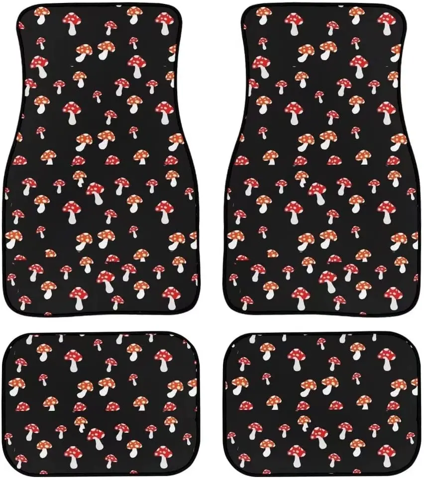 

Car Decor Accessories 4 Pieces Car Floor Mats, Cute Mushroom Print Automotive Mats Rubber Non Slip Floor Mats Universal