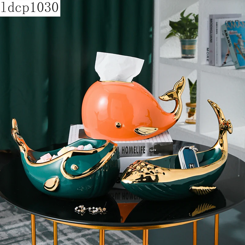 

Керамический поднос для хранения большой рыбы, креативный ящик для хранения в гостиной, многофункциональное украшение для журнального сто...