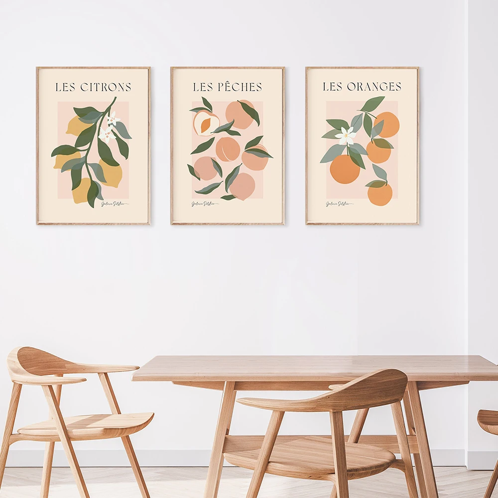 

Scandinavian Poster Oranges Peaches Lemons Canvas Painting Fruit Market Art Print Modern Wall Picture For Living Room Home Decor