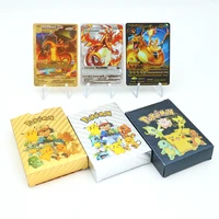 27 55pcs pokemon spanish english gold sliver cards box pikachu charizard vmax original limited edition hobbies collection card