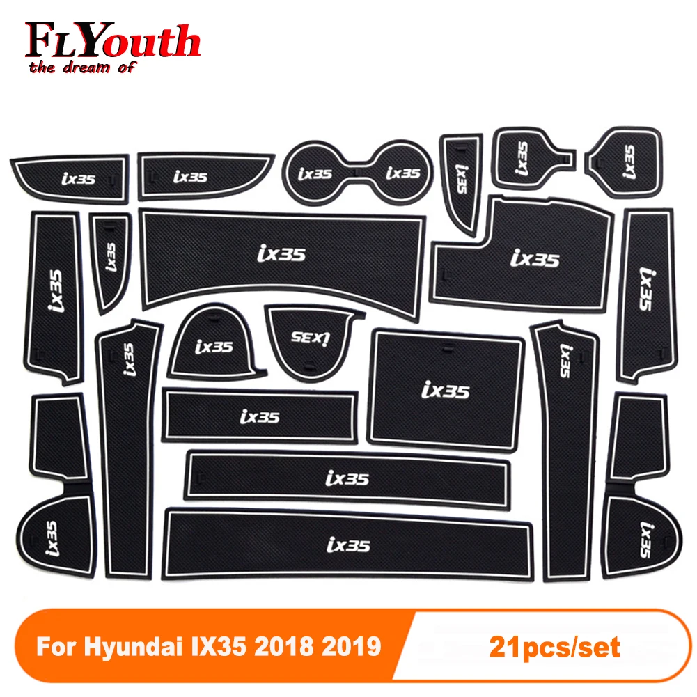 

21pcs/set Car Door Groove Mat Auto Anti-Slip Cup Mat Non Slip Door Gate Pad Car Accessories For Hyundai IX35 2018 2019
