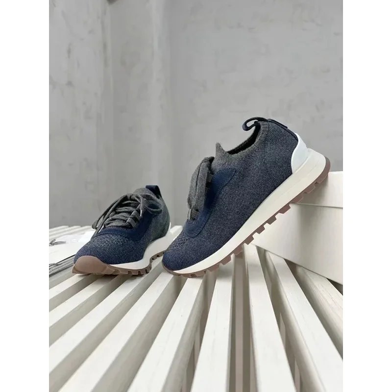 Женская футболка с круглым носком повседневная спортивная обувь вязаными