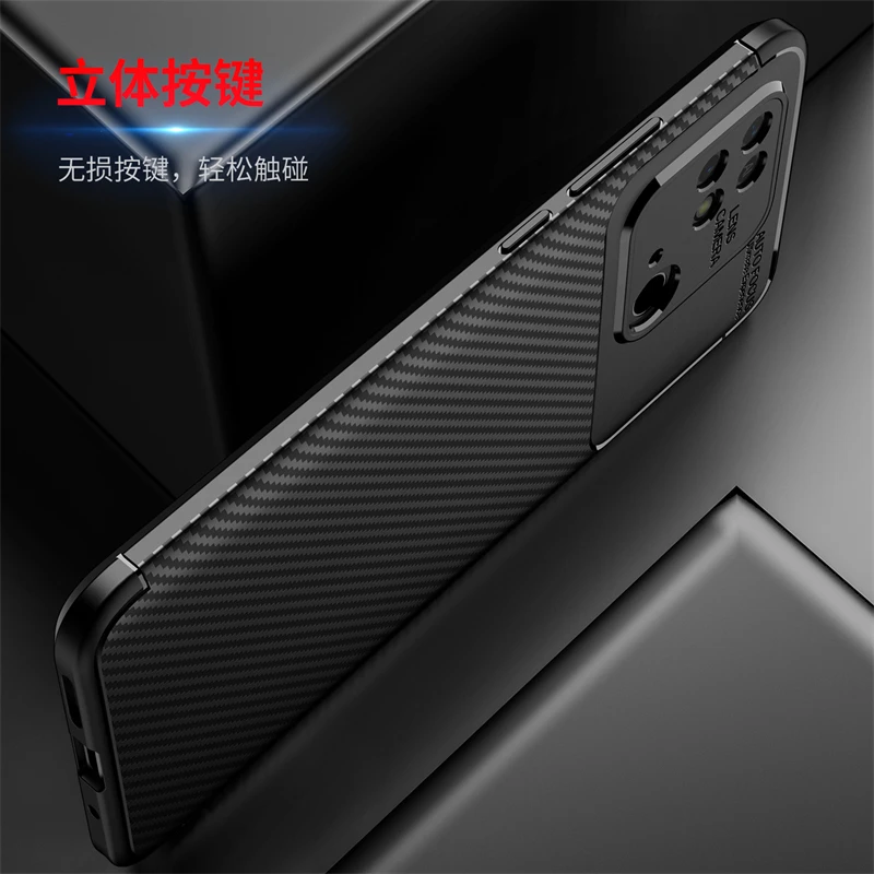 For Xiaomi POCO C40 Case For POCO C40 Case Silicone TPU Fundas Carbon Fiber Protective Case For Xiaomi POCO C40 Cover