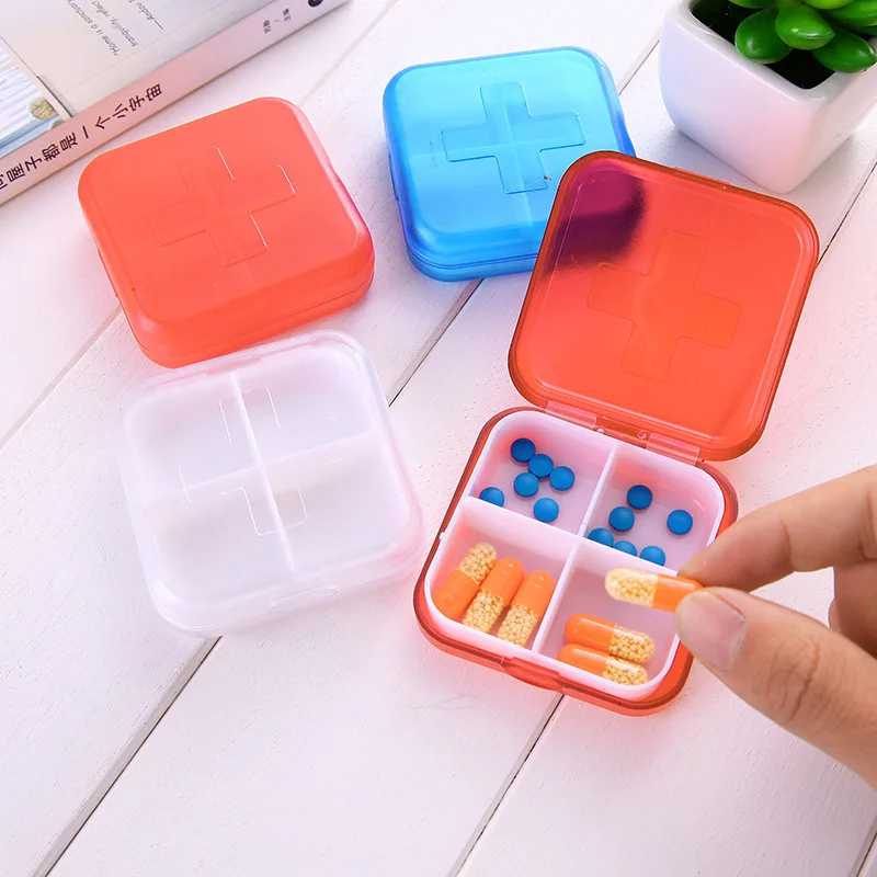 

200pcs 4 Grids Pill Medicine Box Holder Organizer Pill Storage Box Dispenser Tablet Dispenser Independent Lattice Pill Case