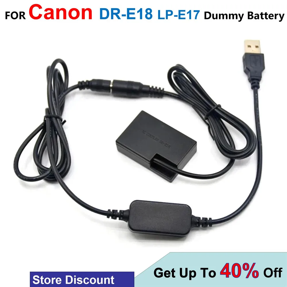 

DR-E18 Dummy Battery Power Bank 5V USB Cable Adapter + LP-E17 For Canon EOS 750D Kiss X8i T6i 760D T6S 77D 800D 200D Rebel SL2