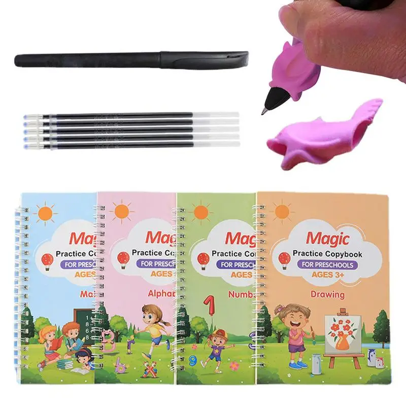 

Practice Copybook Reusable Pen Control Tracing Workbook Erasable 4 Pcs Kindergarten Workbook Practice Writing English Postings