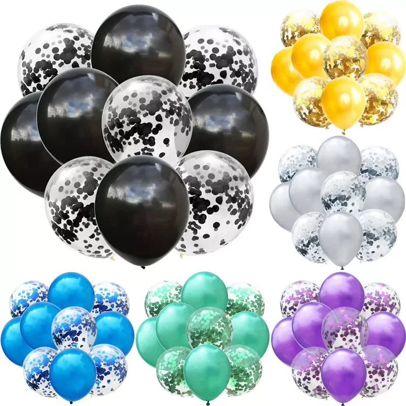 

Mix Black Silver Confetti Balloons Wedding Birthday Party Decoration Metallic Helium Balloon Baby Shower Glitter Globos