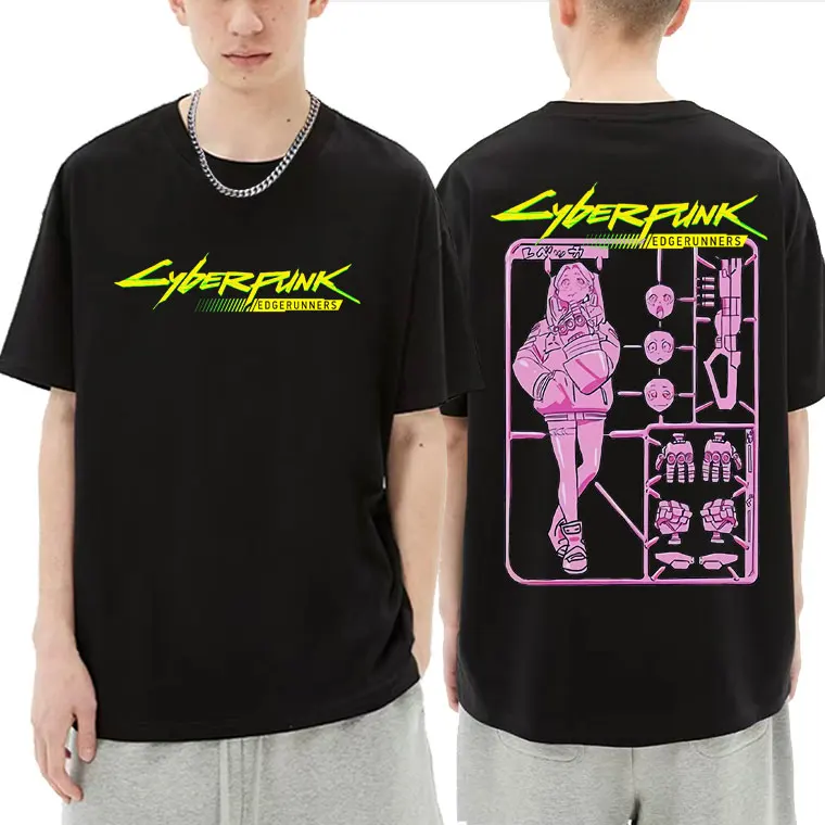 

Anime Rebecca Cyberpunk Edgerunners Double Sided Print Tshirt Unisex Cotton Vintage T-shirt Men Women Oversized Loose Streetwear