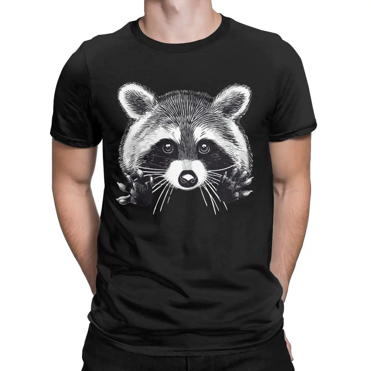 Digital Illustration Of A Little Raccoon Buddy T-Shirts Men Crewneck Pure Cotton T Shirts Short Sleeve Tee Shirt Plus Size