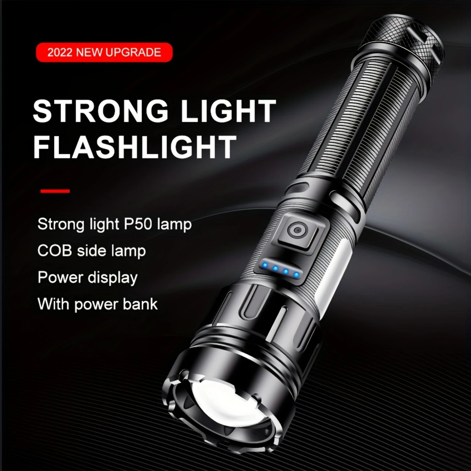 Multifunctional Outdoor Lighting Powerhouse Powerful Telescopic Zoom Type-c Charging Flashlight with Strong Light and COB Side