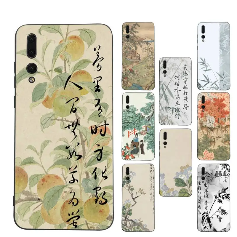 

Chinese Ancient Painting Phone Case For Huawei Honor 10 lite 9 20 7A pro 9X pro 30 pro 50 pro 60 pro 70 pro plus