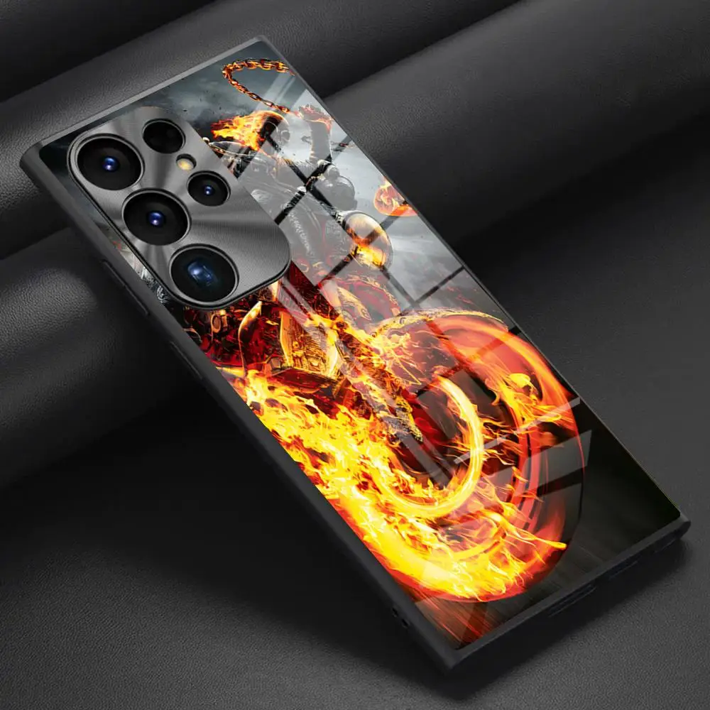 Чехол для телефона Ghost Riders Samsung S20 S24 S23 S22 S21 A53 A54 A24 Note 20 Ultra Plus стеклянный чехол