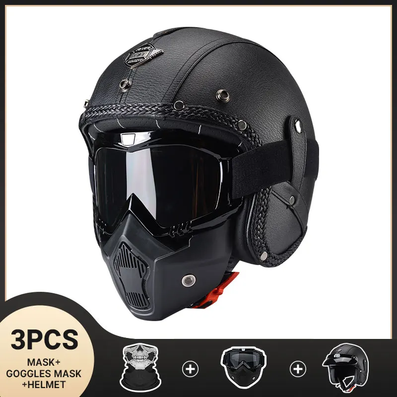 

Шлем мотоциклетный в стиле ретро с сертификатом DOT