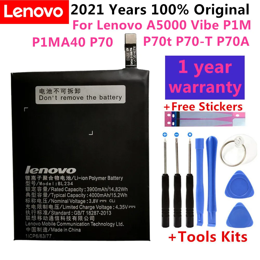 

100% New Original Real 4000mAh BL234 battery with 3M glue sticker for Lenovo Vibe P1M P1MA40 P70 P70t P70-T P70A P70-A