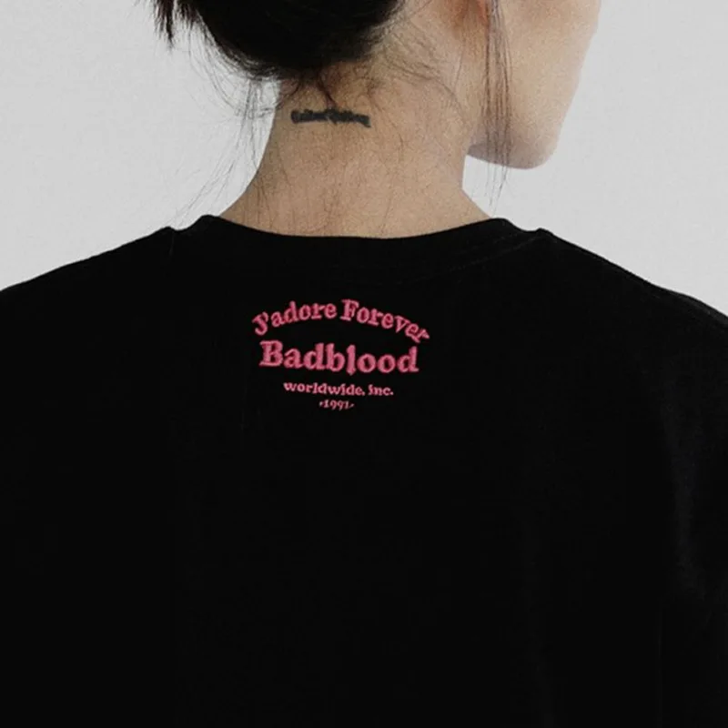 Fashion BADBLOOD Top Classic Letter Embroidery Loose Oversize Round Neck Short Sleeve T-shirt for Men and Women