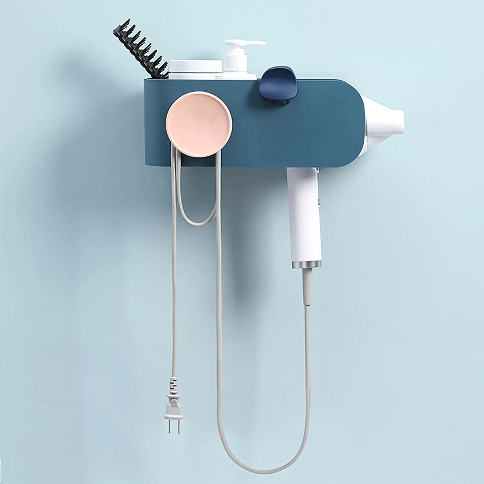 

Держатель для фена, органайзер для ванной комнаты, полка, подставка для фена, аксессуары для ванной комнаты, самоклеящаяся настенная стойка ...