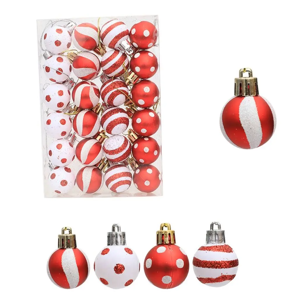 

Рождественские шары пластиковые 3 см 24 шт.