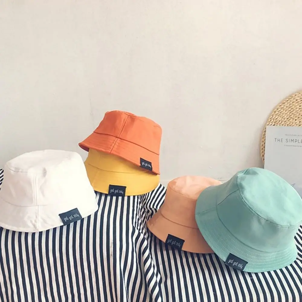 

Baby Hats Cute Spring Unisex Portable Bucket Hat For Kids Outdoor Beach Baby Boy Girl Sun Cap Blue Orange Camping Kids Cap