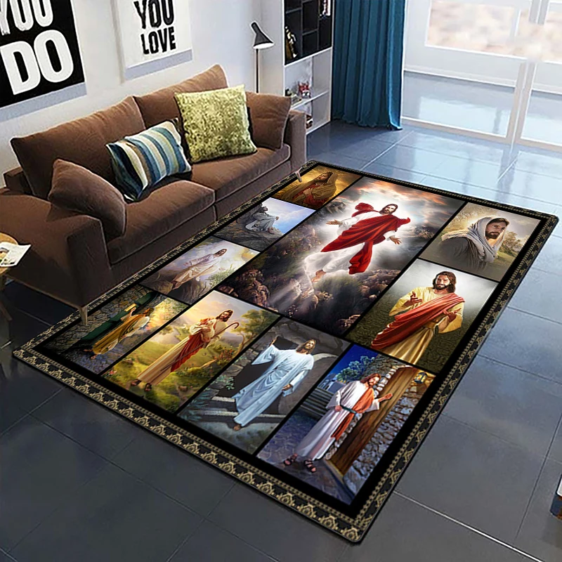 Jesus Virgin Maria Believer Pray Mat Believer Carpet for Living Room Rugs Camping Picnic Mat Anti-Slip E-sports Rug Gift