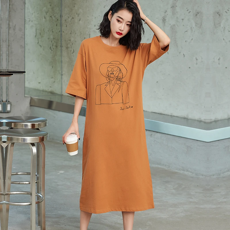 

Short Sleeves Nightgown Summer Nightdress Women's Outfit Loose Comfy Cartoon Pajamas Homewear