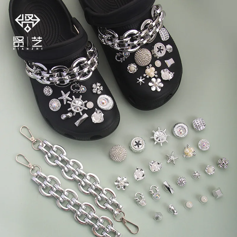 

Novel Single Sale Jewelry Shoe Accessories Diamond Chain Shoe Decoration Fit Croc Jibz Kid's X-mas Gifts