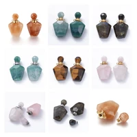 1pcs natural stone perfume bottle pendant rose quartzs essential oil bottles for jewelry making charms diy necklace accessories