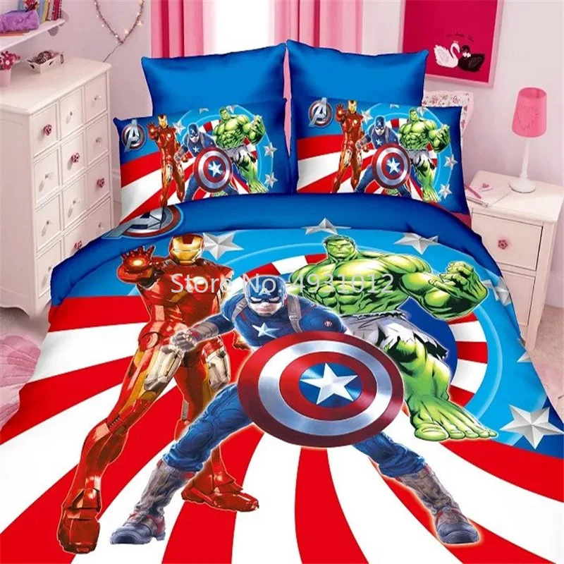 

Hot Cartoon Captain America Avengers Spiderman Baby Bedding Set Kids Twin Single Duvet Cover Pillowcase for Boys Children Gift