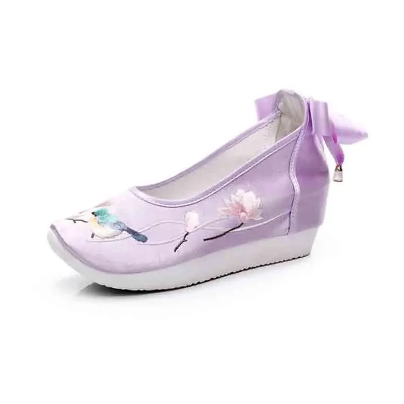 Туфли Hanfu для женщин традиционная Китайская древняя обувь на плоской подошве с