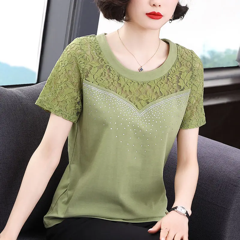 

Large size women's cotton short-sleeved T-shirt summer middle-aged mother put clothes, octave age-sleeved half-sleeve t shirt