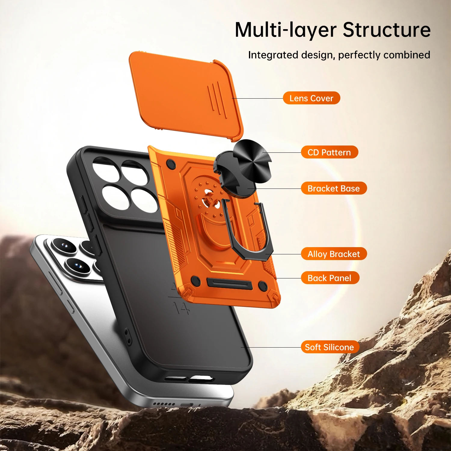 Фото Чехол Nanshan Armor для Xiaomi 17 5G 6,3 дюйма с защитой объектива камеры, металлическим кольцом-подставкой, ударопрочный чехол для телефона №3