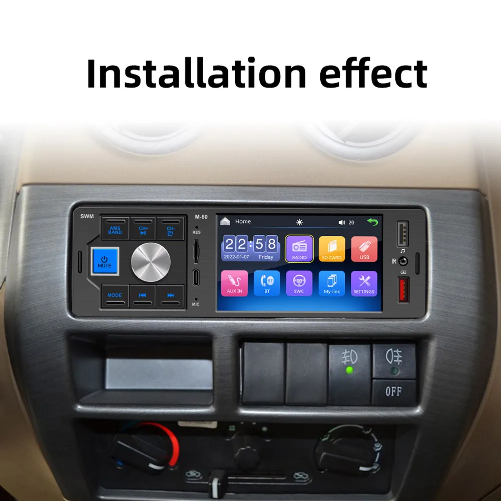 

Autoradio 1 Din Car Radio 4\" HD Touch Screen Audio Stereo Mirrorlink Car MP5 Multimedia Player AUX USB Type-C Reversing Camera